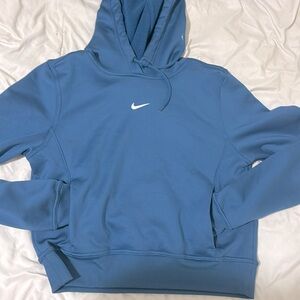 blue cropped NIKE hoodie